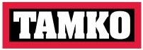 TAMKO Building Products logo with white text on black, framed in red.